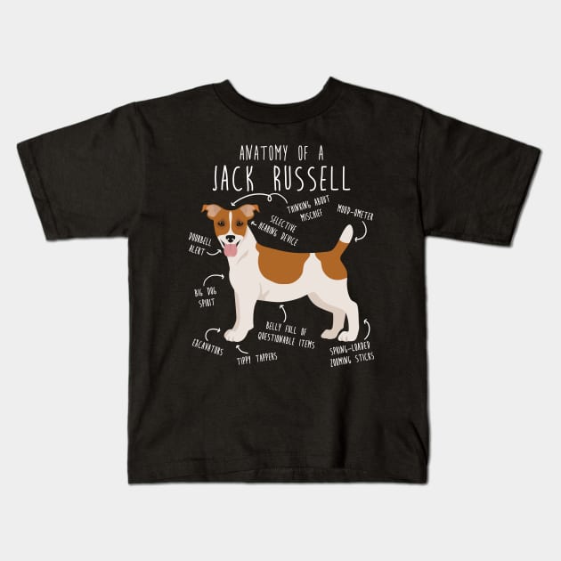 Jack Russell Terrier Dog Anatomy Kids T-Shirt by Psitta